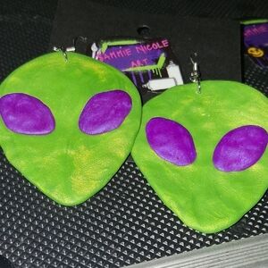 Handmade Alien Face Earrings